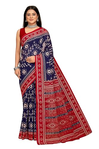 Tamaira Fashion Women's Plain Cotton Saree (2483_Indigo Blue