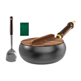 ATORSE Wok Pan 9.45 Wok Cooking Pan Multipurpose Flat Bottom Traditional Cookware