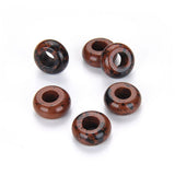 Adabele 10pcs Natural Red Brecciated Jasper Gemstone 8x14mm Donut Rondelle Beads Large Hole ID 5.6mm for DIY Craft Jewelry Makin