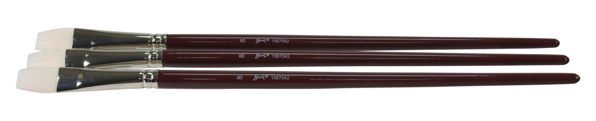 Sax Optimum Bright White Taklon Long Handle Paint Brush, Size 8, Pack Of 3