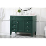 Elegant Decor Park Avenue 42 Metal Mdf Marble Single Bathroom Vanity In Green
