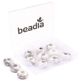 BEADIA Natural White Howlite Rondelle Stone with Large Hole (5.5mm) Loose Semi Gemstone Beads for Jewelry Making 14mmx7.5mm 12pc