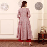 Gosriki Women'S Rayon Viscose Anarkali Printed Kurta With Pant (Grusha Red-Gs_M_Red_Medium),Red,,B0DX24M7VV