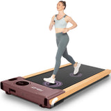 FUNMILY Walking Pad Treadmill with Incline,2.5HP Brushless Wooden Under Desk Treadmill with Smart APP,300 Lb Capacity,2 in 1 Por
