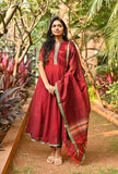 Gosriki Women'S Rayon Viscose Solid Anarkali Kurta With Dupatta (Dindi Red-Gs_M_Red_Medium),Red,,B0DV4DZG3S