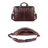 Treggo Genuine Leather Briefcase & Sling Bag Combo Men & Women, Brown Laptop Office Bag With Adjustable Shoulder Strap, MultiPu