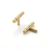 FLIRABBIT Polished Brass Cabinet Pulls, 5 Pack Modern Gold Solid Brass Dresser T-Bar Handles Cupboard Drawer Hardware for Bathro