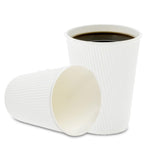 Restaurantware-12 Ounce Disposable Coffee Cups, 500 Double Wall Hot Cups For Coffee - Lids Sold Separately, Rolled Rim, White Pa