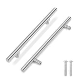 Flexzion 1 Pack Kitchen Cabinet Handles Silver Drawer Pulls 12 inch, 7.5 inch Hole Center, Stainless Steel T Bar with Satin Brus