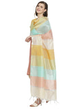 Dupatta Bazaar WomenS Striped Silk Blend Dupatta (Db3297_Multicoloured_Free)
