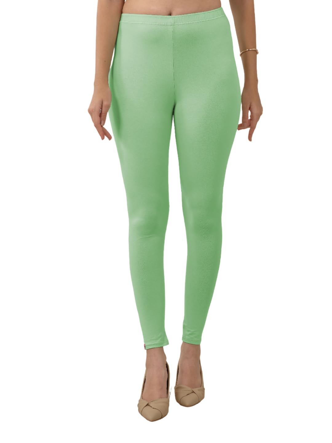 Lyra Women Solid Premium Cotton Ankle Length Leggings | Mid-Waist | Fashionwear