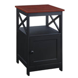 Convenience Concepts Oxford End Table with Storage Cabinet and Shelf, Cherry/Black