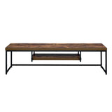 Benjara Benzara Wooden Rectangular TV Stand with Open Shelve, Brown And Black,
