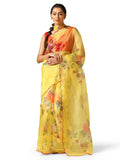 Satrani Womens Knit Organza Saree (2648S5162N_Yellow)