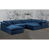 Sunset Trading Contemporary Puff Collection 7Pc Slipcovered Modular U-Shaped Pit Sectional Sofa, Performance Fabric Washable Wat