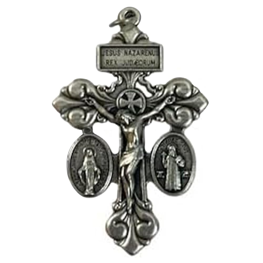 VILLAGE GIFT IMPORTERS Pardon Crucifix with St Benedict Medal and Miraculous Medal Triple Threat Crucifix Cross Made in Italy