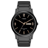Timex Classics Analog Watch For Man With Black Round Dial & Black Stainless Steel Bracelet Band Water Resistant Men'S Wrist Watc