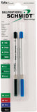 Schmidt 9000 Easy Flow Hybrid Ballpoint Pen Refill, Medium, 1 Black and 1 Blue, Pack of 2