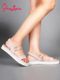 Shoetopia Women'S Snd-2266 Flat Sandal-5 Kids Uk (Snd-2266-Cream)-Eu38,Cream,5,B0D14F5D9D