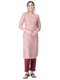 Pinkmint Kurta Set for Women Cotton Printed Straight Kurta with Pant (Pack of 1)
