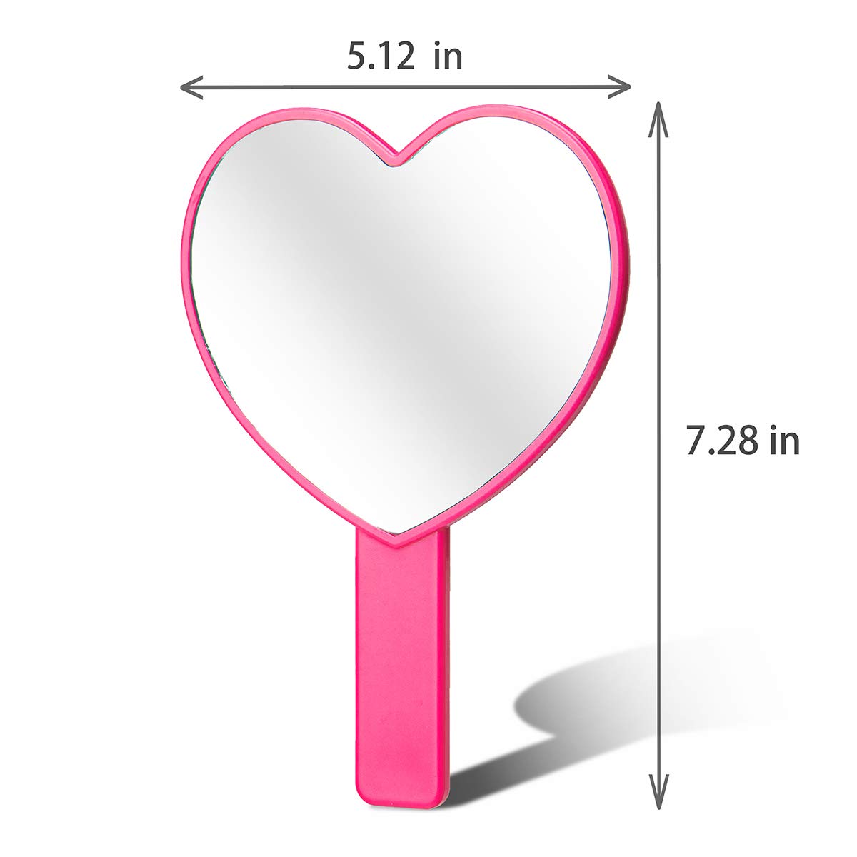 TOPYHL 2PCS Heart-Shaped Makeup Hand Mirror,Travel Handheld Mirror Portable Personal Cosmetic Mirror with Handle (Rose red)