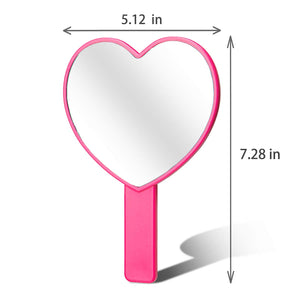 TOPYHL 2PCS Heart-Shaped Makeup Hand Mirror,Travel Handheld Mirror Portable Personal Cosmetic Mirror with Handle (Rose red)