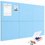 QUIET CANVAS Acoustic Wall Square Pinboard, 1x1ft, Pack 6, 50PushPins Blue