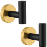 APLusee Robe Towel Hook 2 Pack Black Gold, 304 Stainless Steel Coat Hook, Bath Towel Hanger Wall Mounted