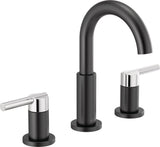 DELTA Faucet Nicoli Widespread Bathroom Faucet 3 Hole, Black/Chrome Bathroom Faucet, Bathroom Sink Faucet, 2 Handle Bathroom Fau