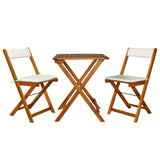 vidaXL Wooden Bistro Set 3 Piece Folding Outdoor Furniture with Cushions