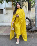 Gosriki Women'S Rayon Viscose Straight Printed Kurta With Pant & Dupatta (Radnya Yellow-Gs_Xl_Yellow_X-Large),Yellow,,B0F8ZVY392