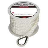 Extreme Max 3006.2075 BoatTector Twisted Nylon Anchor Line with Thimble 3/8 x 50, White