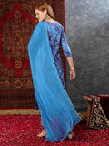 Gosriki Women'S Cotton Blend Straight Printed Kurta With Pant & Dupatta (Vedhabali Blue-Jl-Gs_Xxl_Blue_Xx-Large),Blue,2,B0D73VCPHP