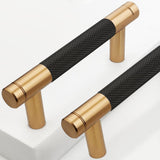 Guoharda 2 Pack 3 Inch 76 mm Bronze and Black Knurled Cabinet Handles Cabinet Pulls Aluminum Handles Pulls Oxidation Finish with