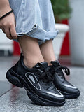 Shoetopia Women'S Block Heel Sneakers Black,Black,8,B0BT1Z6CCK
