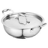 SIGNORA WARE Artista TriPly Stainless Steel Induction Compatible Extra Deep Triply Kadhai with Stainless Steel Lid, (24cm, Capa