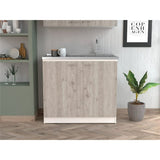 Napoles Utility Sink With Cabinet -Kitchen -Smokey Oak / Light Gray