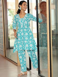 Libas Women'S Pure Cotton Kurta Sets (36753O_Blue Blue Xl