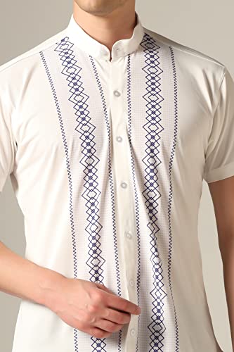 Toplot Men'S Causal Shirt With Short Sleeve & Geometric Print (Mens-Geo-Shirt-5096-Navy-M),Navy,,B0BZMJNLJM