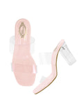 Shoetopia Stylish Trasparent Detailed Pink Block Heels For Women & Girls /Eu37,Pink,4,B0DK724TNW