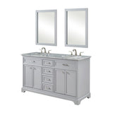 Elegant Decor Americana 60 Wood Double Bathroom Vanity In Light Gray