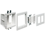 Arlington TVBU505K1 TV Box Recessed Outlet Wall Plate Kit with Receptacle and BrushStyle Entry Device, 2Gang, White, 1Pack