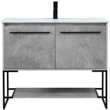 Elegant Decor Gerard 40 Single Porcelain Top Bathroom Vanity In Concrete Gray