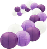 UNIQOOO 18PCS Royal Purple Paper Lantern Wedding Party Decoration Set, Pastel Lilac Hanging Japanese Lantern Decor, Easy Assembl