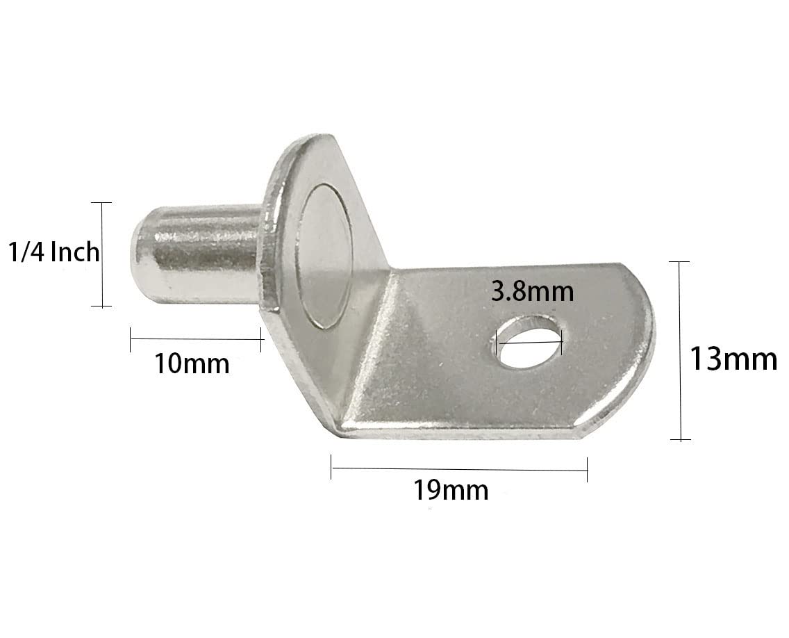1/4 Inch Shelf Pegs,40Pcs Bracket Support Pins L-Shaped Holders for Cabinets,Shelves,Wodrob,Nickel Plated