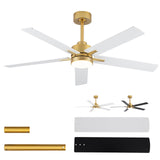 LANMEL 52 Ceiling Fan with Lights and Remote, Low Profile Modern Ceiling Fan Gold, 6 Speed, Reversible, 3000k-6000k LED, Quiet