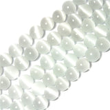White Cat Eye Beads Round 12mm Semi Precious Gemstone Loose Beads for Jewelry Making (31-33pcs/strand)