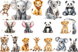 Titu Ki Baatein Baby Safari Animal Stickers, 26 Pcs Watercolour