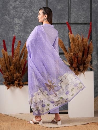 Gosriki Women'S Cotton Blend Straight Printed Kurta With Pant & Dupatta (Gosala Purple-Nw-Gs_Xl_Purple_X-Large),Purple,,B0D5VK4PY2
