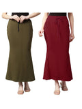 GRECIILOOKS Womens Lycra Saree Shapewear Regular Fit Petticoat (Mendi&Maroon, Medium)